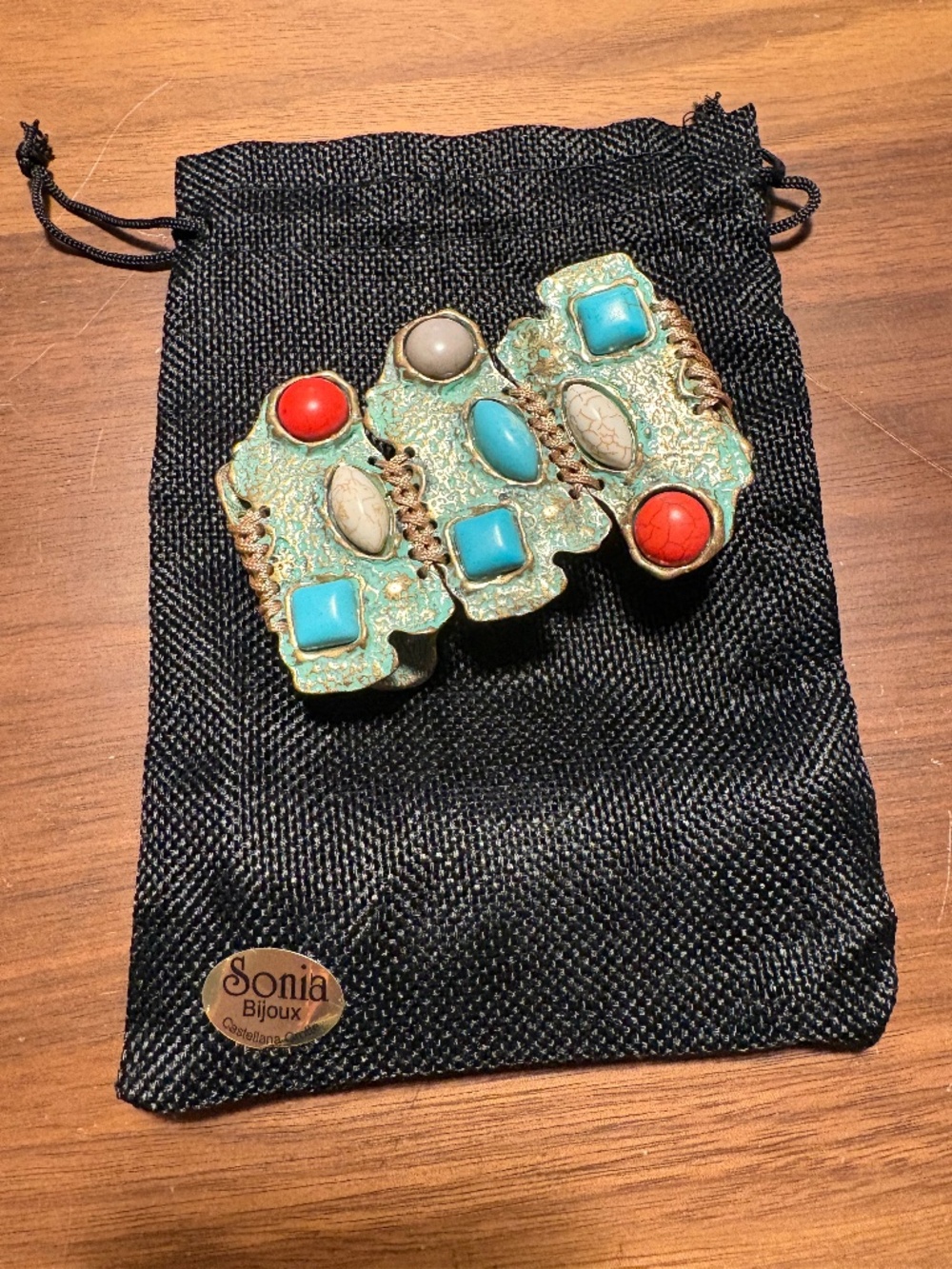 Chunky handmade bracelet with stones - Italian made